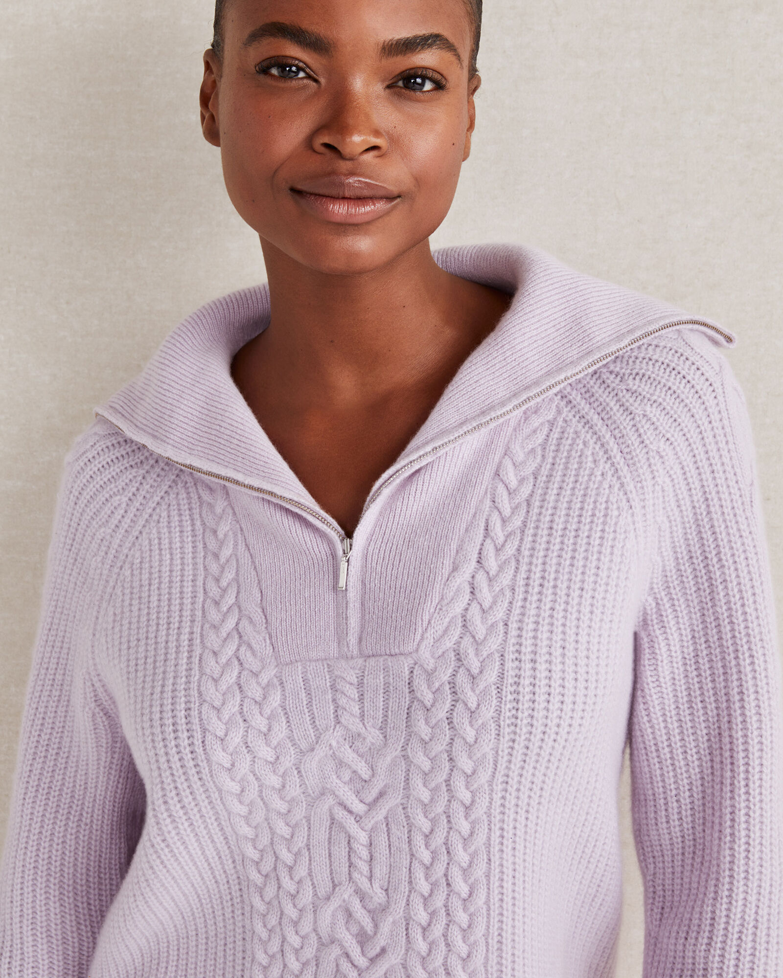 Cashmere Cable Knit Half-Zip Sweaters - The Ben Silver Collection