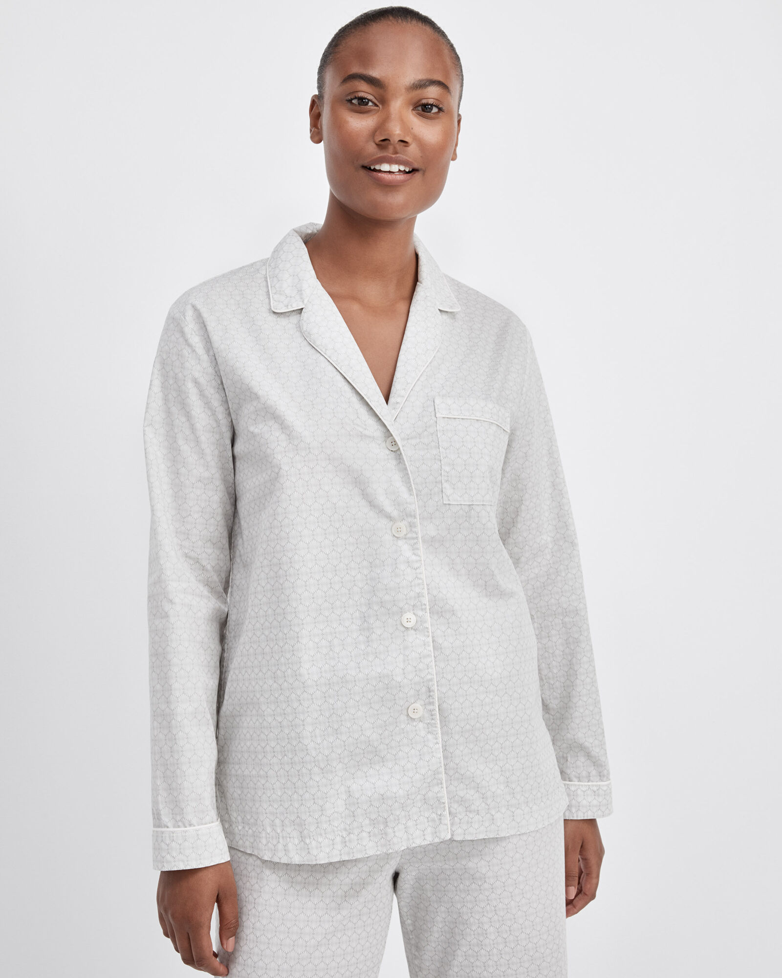 Organic Cotton Poplin Scallop Print Pajama Shirt | Haven Well Within