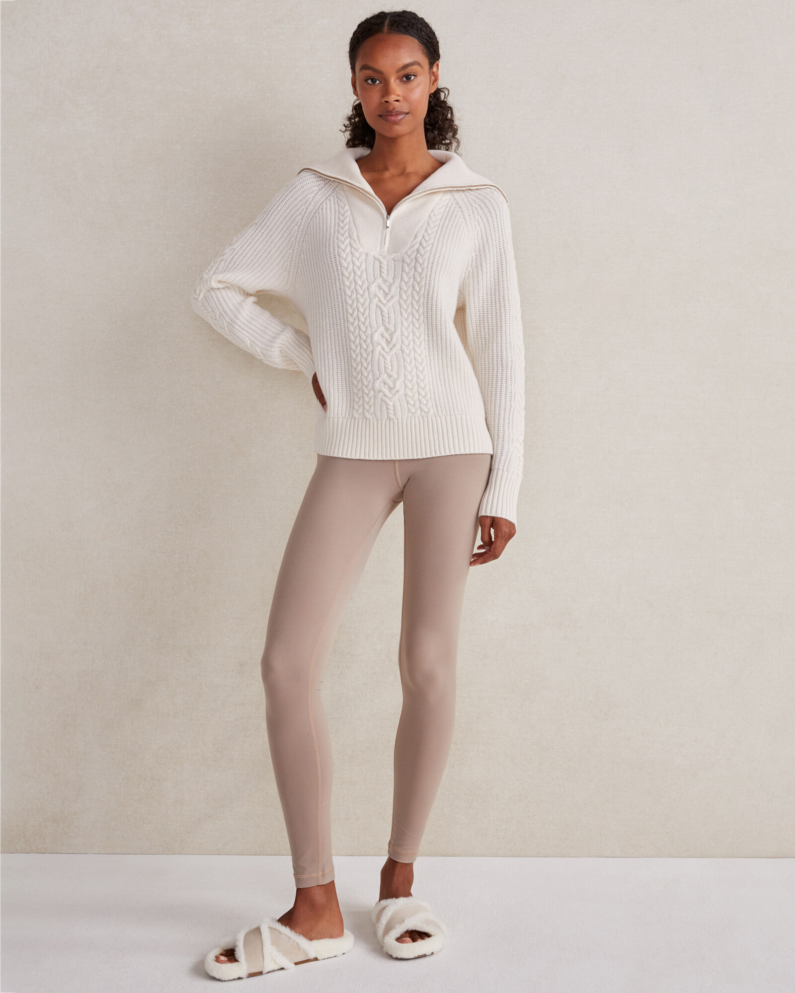 Cashmere Cable Knit Half Zip | Haven Well Within