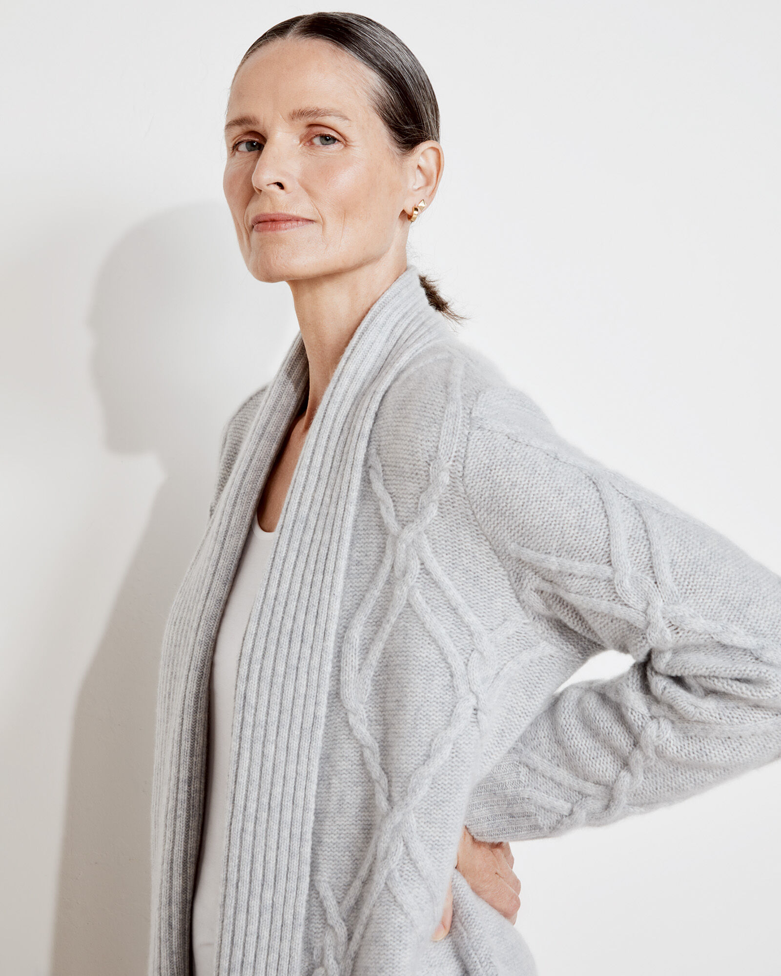 Pure Cashmere Diamond Cable Knit Cardigan | Haven Well Within