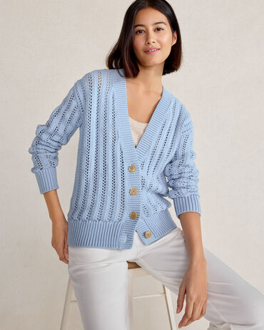 Talbots Cotton Honeycomb Duster Cardigans in White