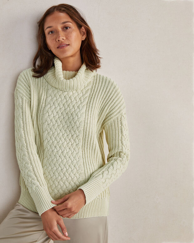 Quiet Night Cable Knit Sweater Cream